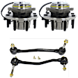 2-Wheel Set Wheel Hub, 8 Lugs, With Bearing, With Sensor, 4WD, Includes (2) Sway Bar Link and (2) Wheel Hub