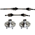 4-Piece Kit Front, Driver and Passenger Side Axle Assembly, New Kit FWD, includes (2) Axle Assembly and (2) Wheel Hub