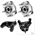 2-Wheel Set Wheel Hub, 5 Lugs, With Bearing, Includes (2) Wheel Hub and (2) Control Arm