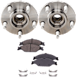2-Wheel Set Front, Driver and Passenger Side Wheel Hub, 5 Lugs, With Bearing, Includes (1) Brake Pad Set and (2) Wheel Hub