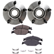 2-Wheel Set Front, Driver and Passenger Side Wheel Hub, 5 Lugs, With Bearing, Includes (1) Brake Pad Set and (2) Wheel Hub