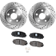 2-Wheel Set Front Brake Disc and Pad Kit, Cross-drilled and Slotted 5 Lugs 255.02 mm, Includes (2) Brake Disc and (1) Brake Pad Set