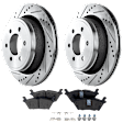 2-Wheel Set Rear Brake Disc and Pad Kit, Cross-drilled and Slotted 6 Lugs 348.23 mm, Includes (1) Brake Pad Set and (2) Brake Disc