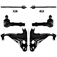 6-Piece Kit Front, Driver and Passenger Side Control Arms, Includes (2) Control Arm and (4) Tie Rod End