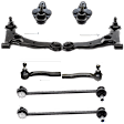 8-Piece Kit Front, Driver and Passenger Side, Lower Control Arms, Includes (2) Ball Joint, (2) Control Arm, (2) Sway Bar Link, and (2) Tie Rod End