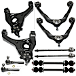 10-Piece Kit Control Arm Includes (4) Control Arm, (2) Sway Bar Link, and (4) Tie Rod End