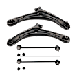 4-Piece Kit Front, Driver and Passenger Side, Lower Control Arms, Includes (2) Control Arm and (2) Sway Bar Link