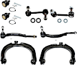 8-Piece Kit Front, Driver and Passenger Side, Upper Control Arms, Includes (2) Ball Joint, (2) Control Arm, (2) Sway Bar Link, and (2) Tie Rod End