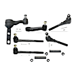 8-Piece Kit Idler Arm, Includes (1) Idler Arm, (1) Pitman Arm, (2) Tie Rod Adjusting Sleeve, and (4) Tie Rod End