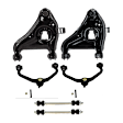 6-Piece Kit Front, Driver and Passenger Side Control Arm, Includes (4) Control Arm and (2) Sway Bar Link