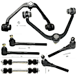 8-Piece Kit Control Arm Includes (2) Control Arm, (2) Sway Bar Link, and (4) Tie Rod End