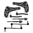 8-Piece Kit Control Arm Includes (2) Control Arm, (2) Sway Bar Link, and (4) Tie Rod End