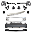 15-Piece Kit, Front Bumper, Chrome, Includes (1) Bumper, (6) Bumper Bracket, (1) Bumper Cover, (1) Bumper Reinforcement, (3) Bumper Retainer, (2) Fog Light Cover, and (1) Valance