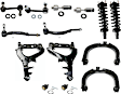 14-Piece Kit Front, Driver and Passenger Side, Upper and Lower Control Arms, Includes (2) Ball Joint, (4) Control Arm, (2) Loaded Strut, (2) Sway Bar Link, and (4) Tie Rod End