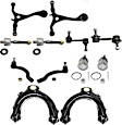 12-Piece Kit Front, Driver and Passenger Side, Upper and Lower Control Arms, Includes (2) Ball Joint, (4) Control Arm, (2) Sway Bar Link, and (4) Tie Rod End