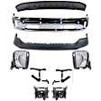 2014-2018 Ram 1500 - 7-Piece Kit Front, Lower Bumper Chrome, Includes (1) Bumper, (1) Bumper Cover, (1) Valance, (2) Bumper Bracket and (2) Fog Light