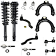 12-Piece Kit Front, Driver and Passenger Side Fully Loaded Strut, Includes (2) Control Arm, (2) Ball Joint, (4) Tie Rod End, (2) Sway Bar Link and (2) Shock Absorber and Strut Assembly