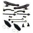12-Piece Kit Front, Driver and Passenger Side, Lower Control Arms, Includes (2) Ball Joint, (2) Control Arm, (2) Steering Rack Boot, (2) Sway Bar Link, and (4) Tie Rod End