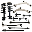 12-Piece Kit Front, Driver and Passenger Side Fully Loaded Strut, Includes (2) Shock Absorber and Strut Assembly, (2) Control Arm, (4) Sway Bar Link and (4) Tie Rod End