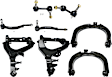 8-Piece Kit Front, Driver and Passenger Side, Upper and Lower Control Arms, Includes (4) Control Arm, (2) Sway Bar Link, and (2) Tie Rod End