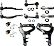 10-Piece Kit Control Arm Includes (2) Ball Joint, (2) Control Arm, (2) Sway Bar Link, and (4) Tie Rod End