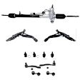 11-Piece Kit Steering Rack, With Hydraulic, Adjustable Camber, Power,  Includes (4) Ball Joint, (2) Control Arm, (1) Steering Rack, (2) Sway Bar Link, and (2) Tie Rod End