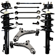 10-Piece Kit Fully Loaded Strut, Includes (2) Control Arm, (2) Loaded Strut, (2) Sway Bar Link, and (4) Tie Rod End