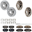KIT-073024-10008 4-Wheel Set Front and Rear Brake Disc and Pad Kit, Plain Surface 5 Lugs Front-295.91 mm/Rear-280.92 mm Ceramic, Includes (2) Brake Pad Set and (4) Brake Disc