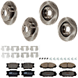 KIT-073024-10024 4-Wheel Set Front and Rear Brake Disc and Pad Kit, Plain Surface 5 Lugs Front-275.08 mm/Rear-280.92 mm Ceramic, Includes (2) Brake Pad Set and (4) Brake Disc