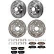 2011 Toyota RAV4 - 4-Wheel Set Front and Rear Brake Disc and Pad Kit, Cross-drilled and Slotted, 5 Lugs, Front-296 mm/Rear-280.8 mm, Ceramic, 3.5L 6Cyl, Includes (4) Disc and (2) Pad Set