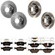KIT-073024-1005 4-Wheel Set Front and Rear Brake Disc and Pad Kit, Plain Surface 5 Lugs Front-299.97 mm/Rear-293.88 mm Ceramic, Includes (4) Brake Disc and (2) Brake Pad Set