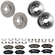 KIT-073024-10065 4-Wheel Set Front and Rear Brake Disc and Pad Kit, Cross-drilled and Slotted 5 Lugs Front-296 mm/Rear-291 mm Ceramic, Includes (4) Brake Disc and (2) Brake Pad Set