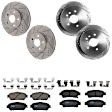 2006 Toyota Sienna - 4-Wheel Set Front and Rear Brake Disc and Pad Kit, Cross-drilled and Slotted, 5 Lugs, Front-296 mm/Rear-291 mm, Front-Ceramic/Rear-Semi-Metallic, With Rear Disc, 3.3L 6Cyl, Includes (4) Disc and (2) Pad Set