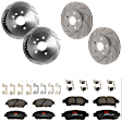 KIT-073024-10072 4-Wheel Set Front and Rear Brake Disc and Pad Kit, Cross-drilled and Slotted 5 Lugs Front-296 mm/Rear-291 mm Ceramic, Includes (4) Brake Disc and (2) Brake Pad Set