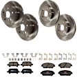 KIT-073024-10075 4-Wheel Set Front and Rear Brake Disc and Pad Kit, Plain Surface 5 Lugs Front-295.91 mm/Rear-268.99 mm Ceramic, Includes (2) Brake Pad Set and (4) Brake Disc