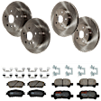 KIT-073024-10076 4-Wheel Set Front and Rear Brake Disc and Pad Kit, Plain Surface 5 Lugs Front-295.91 mm/Rear-268.99 mm Ceramic, Includes (2) Brake Pad Set and (4) Brake Disc