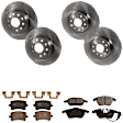 KIT-073024-10090 4-Wheel Set Front and Rear Brake Disc and Pad Kit, Plain Surface 5 Lugs Front-311.91 mm/Rear-281.94 mm Semi-metallic, Includes (4) Brake Disc and (2) Brake Pad Set