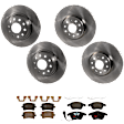 KIT-073024-10091 4-Wheel Set Front and Rear Brake Disc and Pad Kit, Plain Surface 5 Lugs Front-311.91 mm/Rear-281.94 mm Semi-metallic, Includes (4) Brake Disc and (2) Brake Pad Set