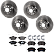 KIT-073024-10096 4-Wheel Set Front and Rear Brake Disc and Pad Kit, Plain Surface 5 Lugs Front-311.91 mm/Rear-281.94 mm Semi-metallic, Includes (4) Brake Disc and (2) Brake Pad Set