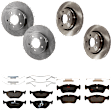 KIT-073024-1009 Front and Rear Brake Disc and Pad Kit, Plain Surface, 5 Lugs, Front-299.97 mm/Rear-293.88 mm, Front-Ceramic/Rear-Semi-Metallic