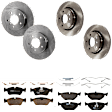 KIT-073024-1010 4-Wheel Set Front and Rear Brake Disc and Pad Kit, Plain Surface 5 Lugs Front-299.97 mm/Rear-293.88 mm Semi-metallic, Includes (4) Brake Disc and (2) Brake Pad Set