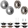 KIT-073024-1014 4-Wheel Set Front and Rear Brake Disc and Pad Kit, Plain Surface 5 Lugs Front-299.97 mm/Rear-293.88 mm Semi-metallic, Includes (4) Brake Disc and (2) Brake Pad Set