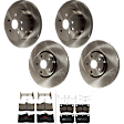 KIT-073024-10249 4-Wheel Set Front and Rear Brake Disc and Pad Kit, Plain Surface 5 Lugs Front-334.01 mm/Rear-309.88 mm Ceramic AWD, Includes (4) Brake Disc and (2) Brake Pad Set