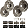 KIT-073024-10252 4-Wheel Set Front and Rear Brake Disc and Pad Kit, Plain Surface 5 Lugs Front-334.01 mm/Rear-309.88 mm Ceramic AWD, Includes (4) Brake Disc and (2) Brake Pad Set