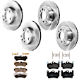 KIT-073024-10297 4-Wheel Set Front and Rear Brake Disc and Pad Kit, Plain Surface 5 Lugs Front and Rear-329.95 mm Semi-metallic, Includes (2) Brake Pad Set and (4) Brake Disc