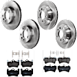 KIT-073024-10298 4-Wheel Set Front and Rear Brake Disc and Pad Kit, Plain Surface 5 Lugs Front and Rear-329.95 mm Semi-metallic, Includes (2) Brake Pad Set and (4) Brake Disc