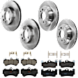 KIT-073024-10299 4-Wheel Set Front and Rear Brake Disc and Pad Kit, Plain Surface 5 Lugs Front and Rear-329.95 mm Semi-metallic, Includes (2) Brake Pad Set and (4) Brake Disc
