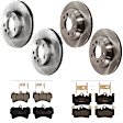 KIT-073024-10305 Front and Rear Brake Disc and Pad Kit, Plain Surface, 5 Lugs, Front and Rear-329.95 mm, Front-Semi-Metallic/Rear-Ceramic