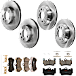 KIT-073024-10307 4-Wheel Set Front and Rear Brake Disc and Pad Kit, Plain Surface 5 Lugs Front and Rear-329.95 mm Semi-metallic, Includes (2) Brake Pad Set and (4) Brake Disc