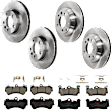 KIT-073024-10309 4-Wheel Set Front and Rear Brake Disc and Pad Kit, Plain Surface 5 Lugs Front and Rear-329.95 mm Semi-metallic, Includes (2) Brake Pad Set and (4) Brake Disc
